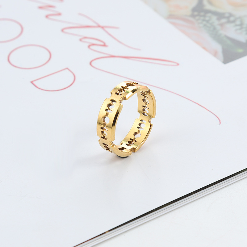 跨境 新款 欧美风不锈钢钛钢切割刀片戒指环男士嘻哈饰品   厂家详情8