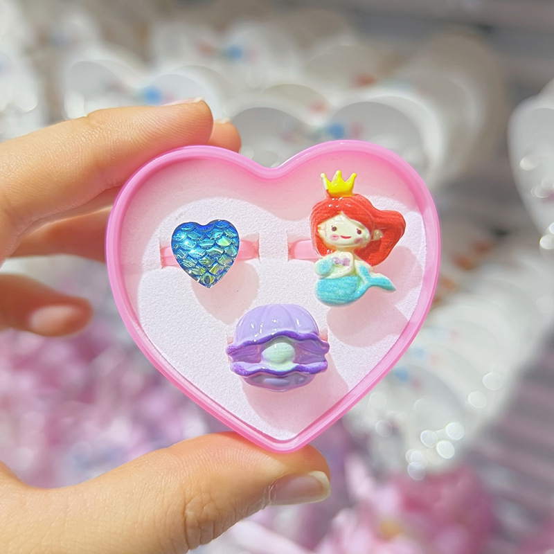 【可以】新品卡通戒指3支套装可爱公主宝石戒指玩具儿童戒指批发详情15