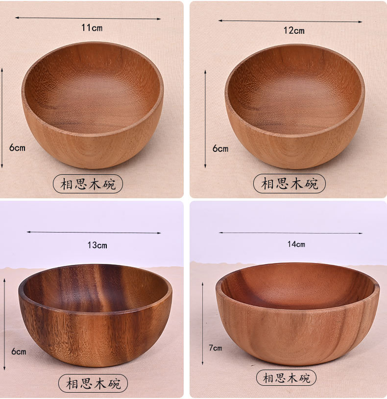 整木圆形复古风相思木碗木头日式沙拉碗实木装汤碗量大从优详情26
