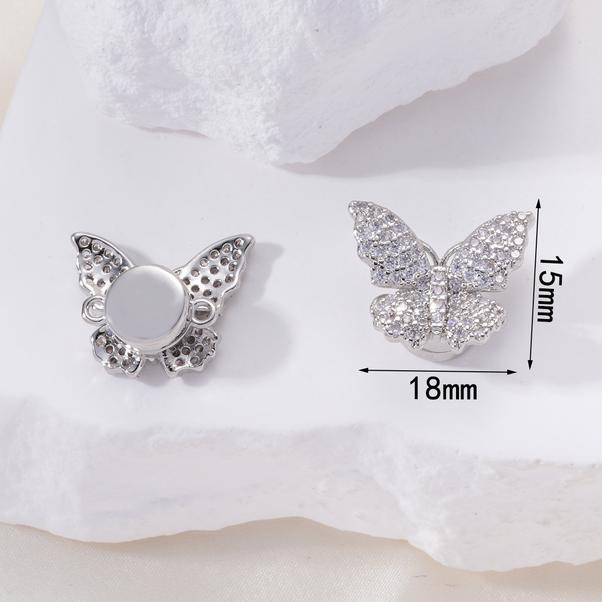 Copper plated with palladium, white gold and set with zirconium, butterfly magnetic clasp, pearl necklace clasp, bracelet, sweater buckle, DIY jewelry accessories pic 4