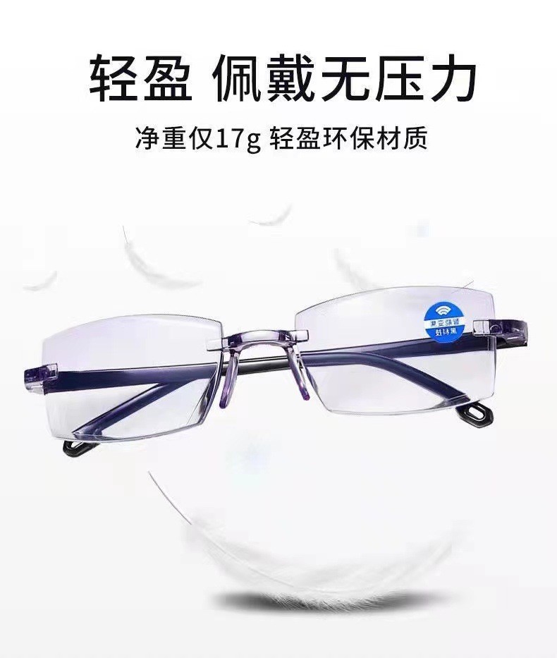 智能变焦老花镜自动调节度数远近两用高清防蓝光时尚无框老年眼镜详情11