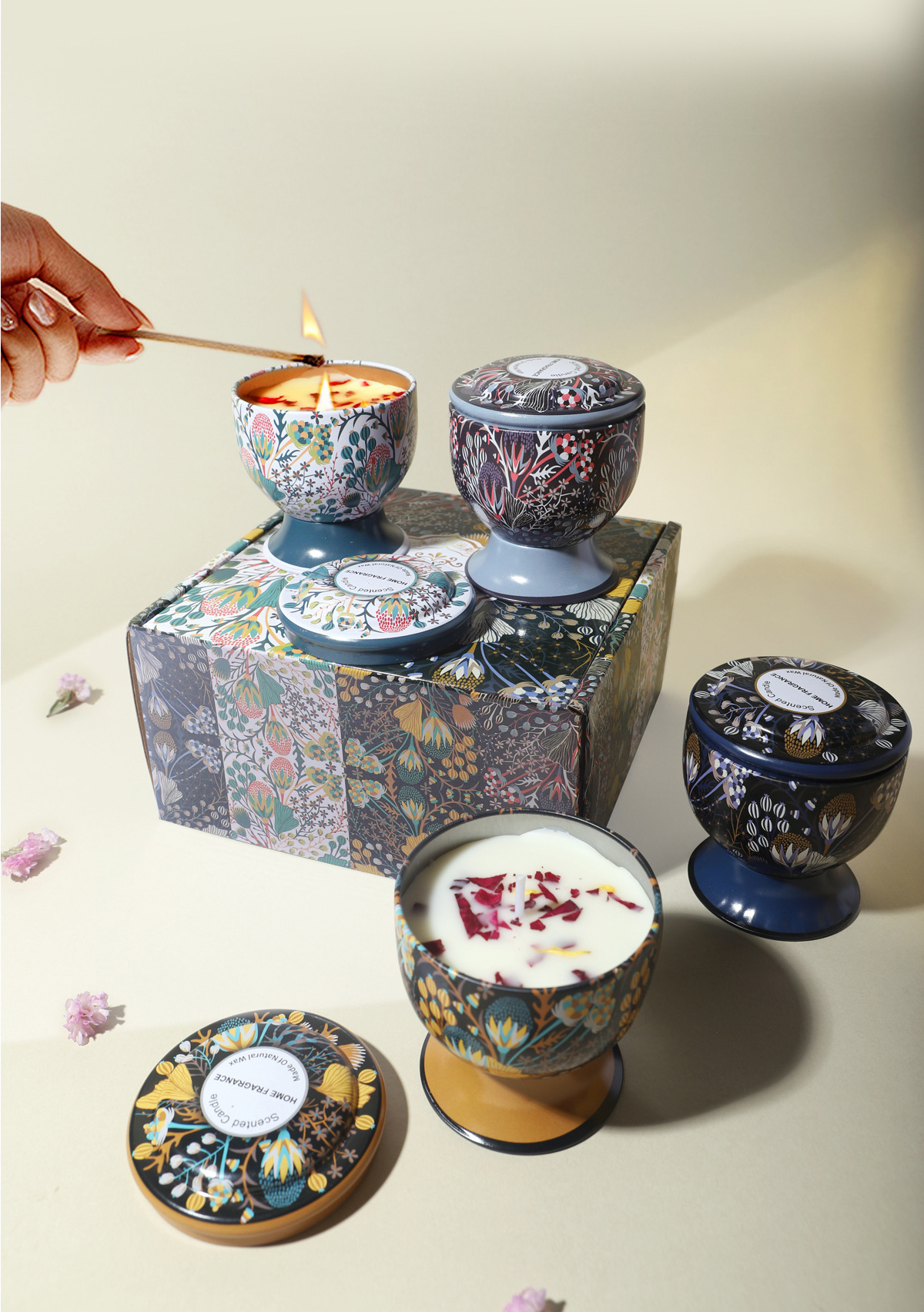 跨境高脚杯干花香薰蜡烛结婚伴手礼生日礼物花氛芳熏香蜡烛批发详情14