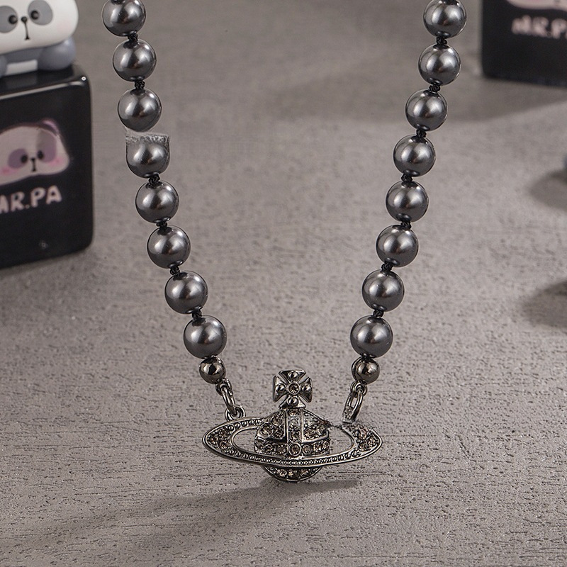 经典西太后土星珍珠项链高版满钻镶嵌施家玻璃珍珠锁链女娜娜同款详情8