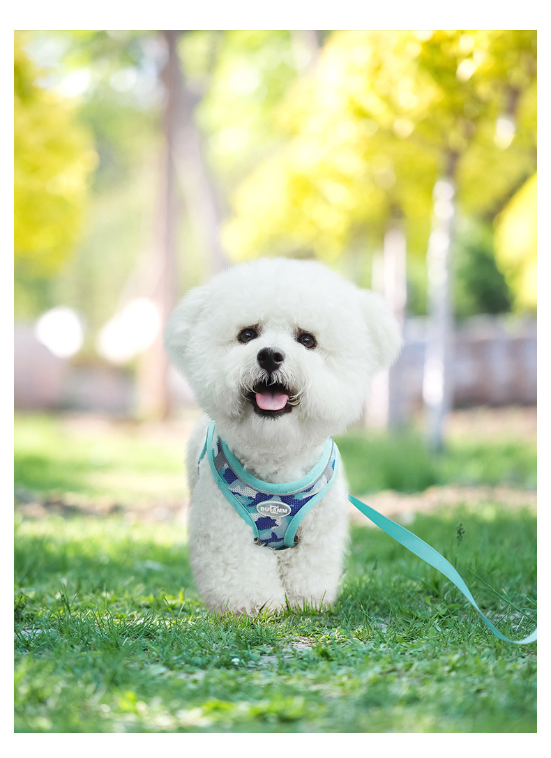 Wholesale of new spring and summer dog chest and back straps, reflective and breathable dog leash, camouflage three-piece set and dog leash pic 16