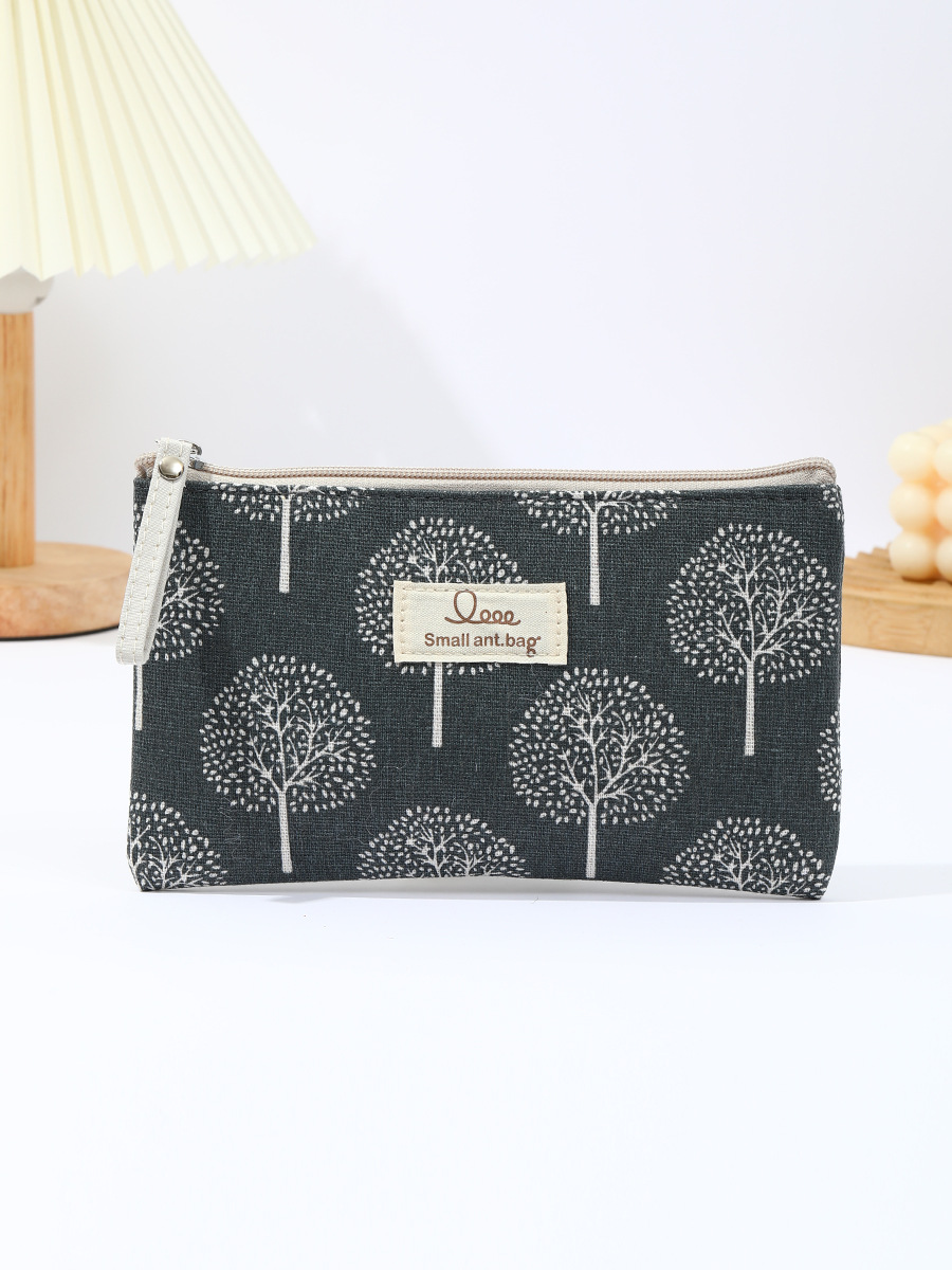 Cross-border large linen makeup bag, multi-functional, hand-held bag, mobile phone coin purse, makeup storage bag, customizable pic 5