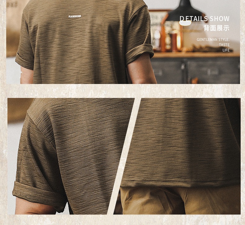 300g重磅弹力竹节棉短袖t恤男夏季潮牌刺绣复古上衣宽松圆领T恤潮详情7