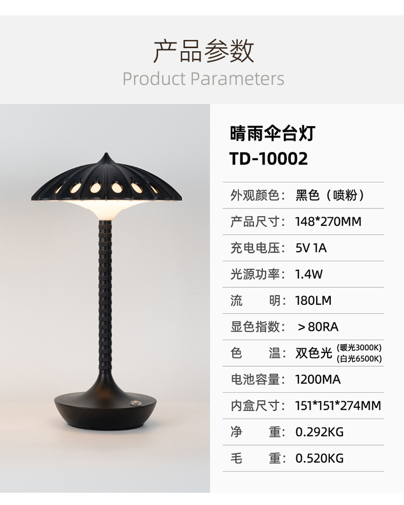 网红台灯led卧室床头灯伞形小夜灯触摸氛围灯跨境批发触摸小台灯详情6