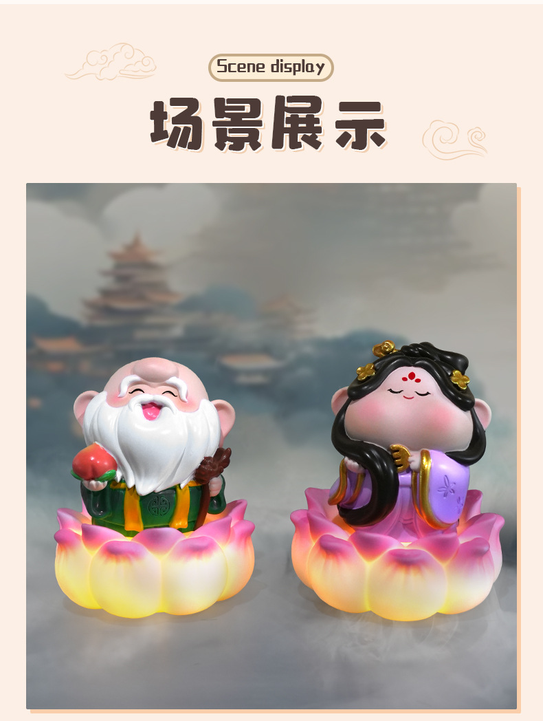 如愿招财桌面小摆件景区财神文创摆件莲花底座夜灯装饰礼物详情11