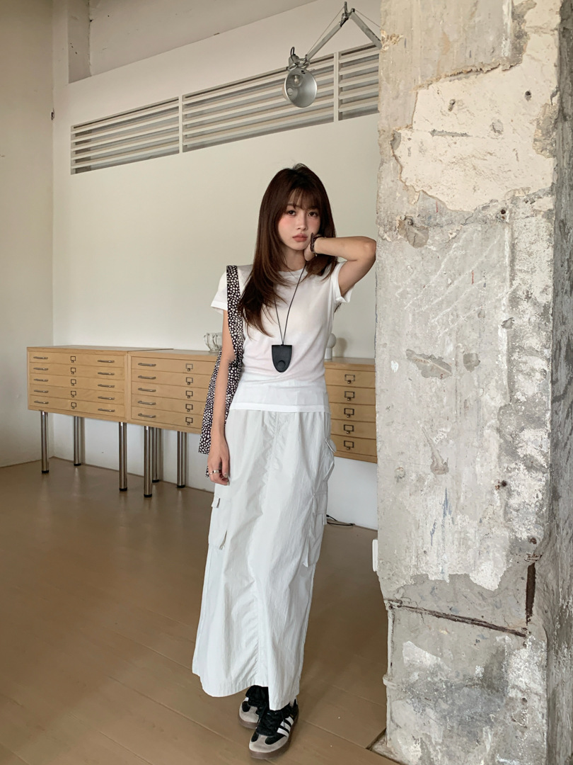 GAGD Tencel wool shoulder short-sleeved T-shirt for women, Millennium, sweet and cool, waist-tightening sport short-sleeved T-shirt top for spring pic 20