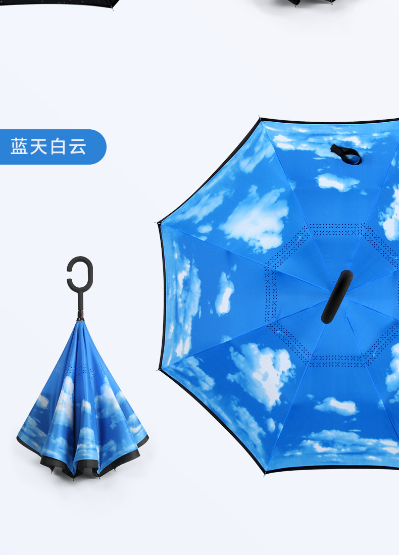 反向伞长柄直杆C型汽车伞车用双人手开反向伞晴雨伞礼品广告伞批详情13