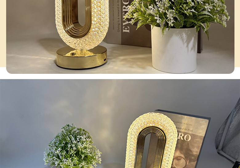 Crystal table lamp, electroplated process, track, European touch, bedroom, bedside, ambient night light, ambient light, bedroom pic 17
