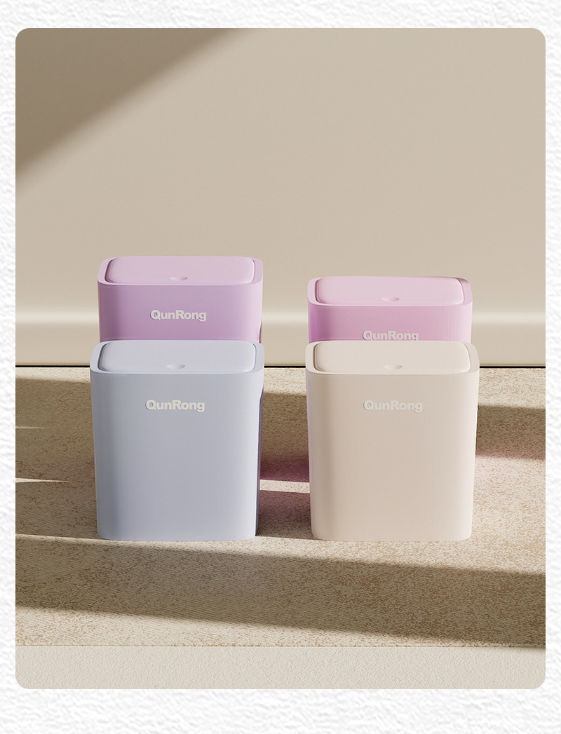 高颜值简约按压弹盖垃圾桶家用卫生间厨房大号大容量带盖卫生桶详情19