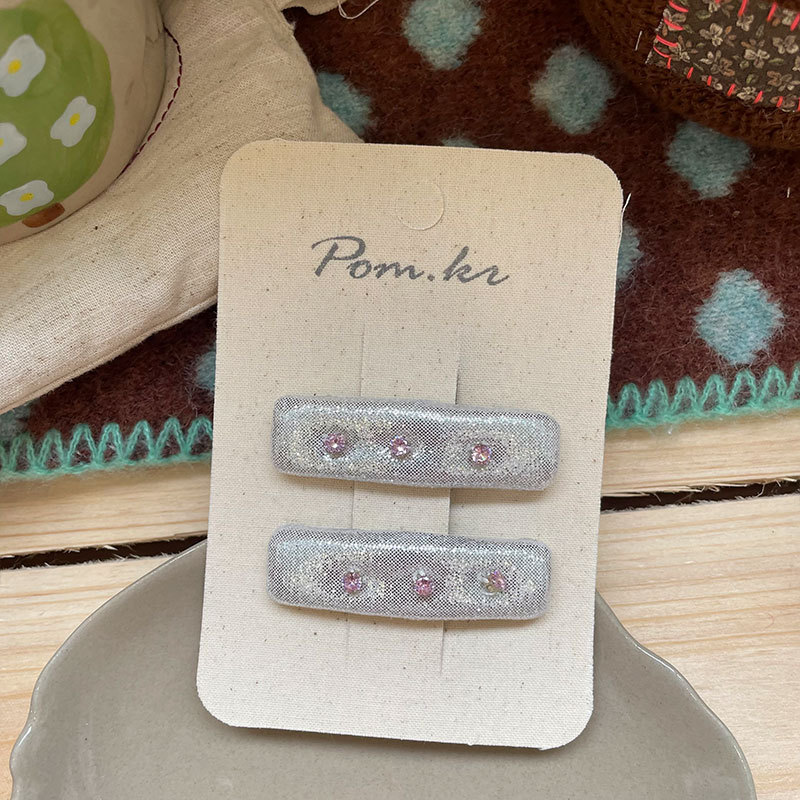 Nueva versión coreana temperamento plata flashes flores niños horquilla arco chica dulce franja lateral clip bb clip pic 6