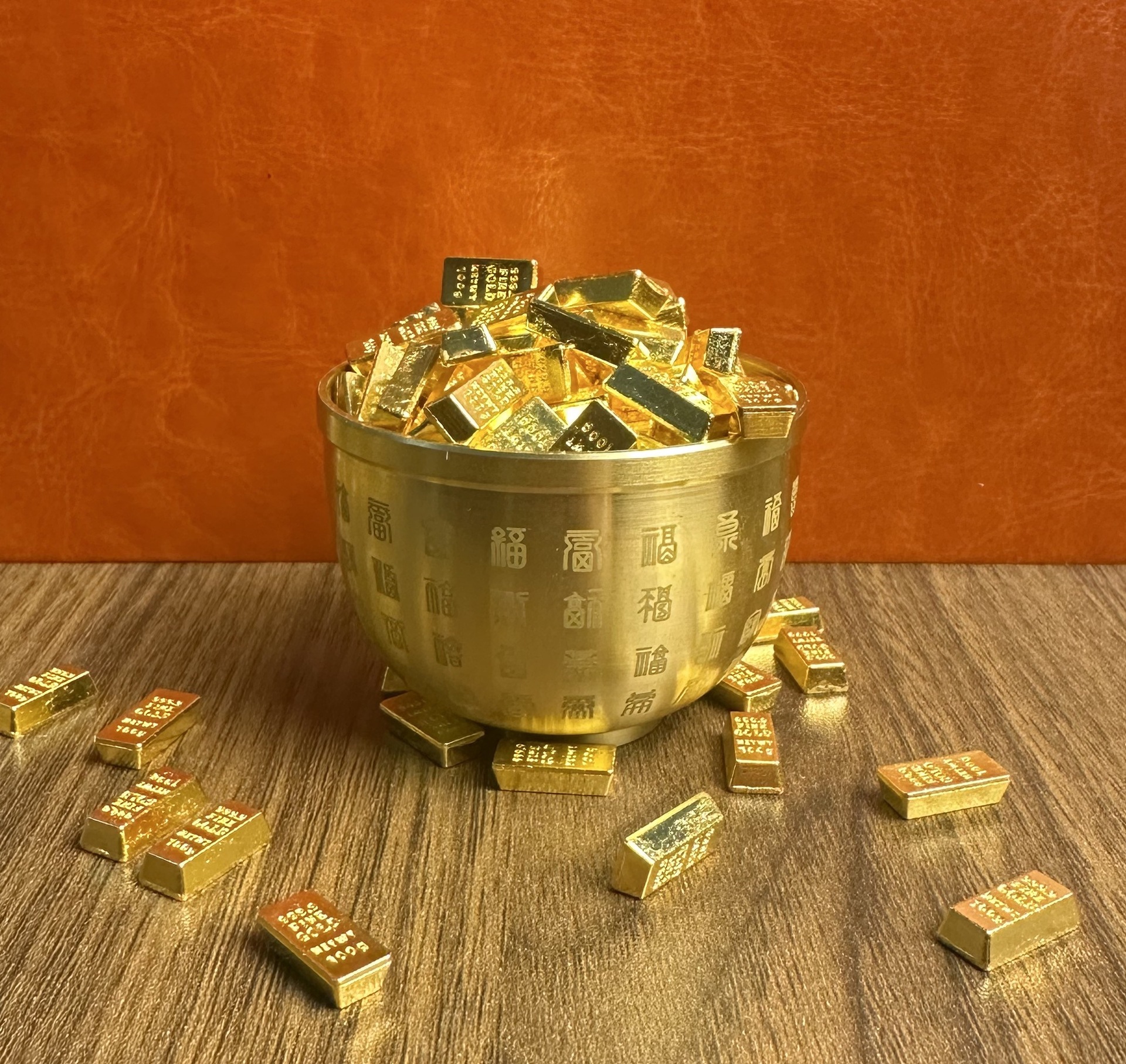 合金金条摆件家居装饰品乔迁礼品金属工艺品厂家批发仿真金条摆件详情3