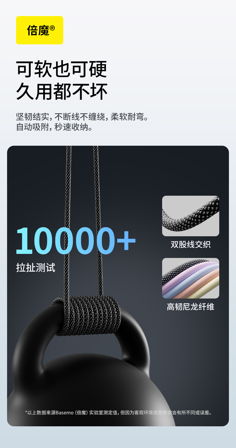 倍魔磁吸数据线超级快充数据线双口编织type-C适用于苹果华为平板详情6