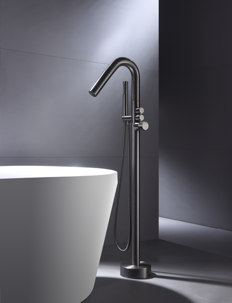 Cross-border exclusive floor-standing shower head set, hotel engineering bathtub, shower tub, edge faucet, shower head, brushed gold pic 15