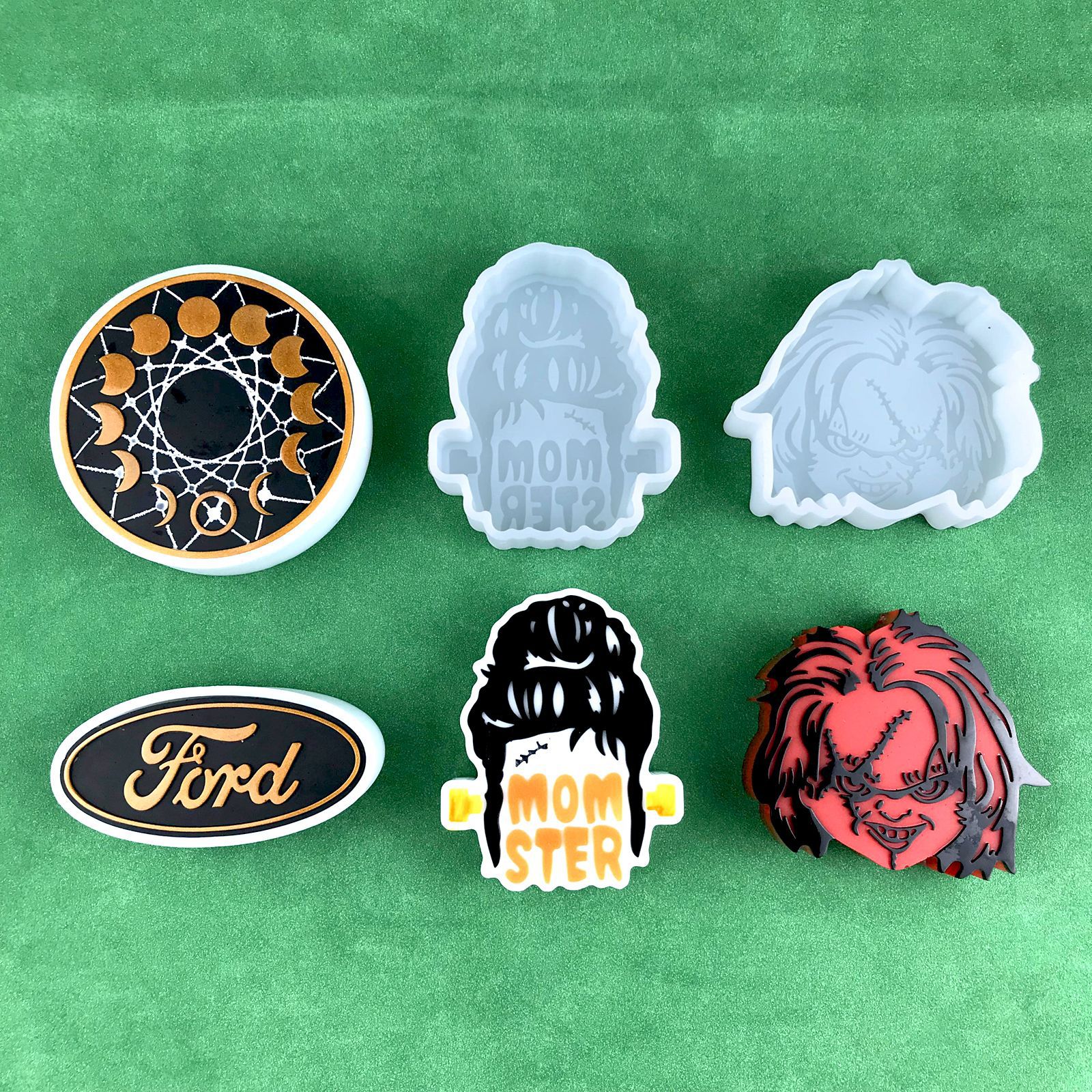 车载香薰滴胶模具DIY月相篝火香薰小丑杰森香薰蜡烛石膏硅胶模具详情11