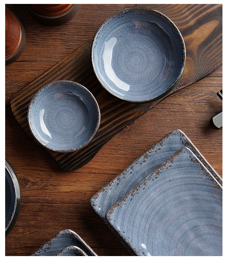 New imitation porcelain KB tile grey pattern melamine tableware factory direct sales melamine tableware pic 7
