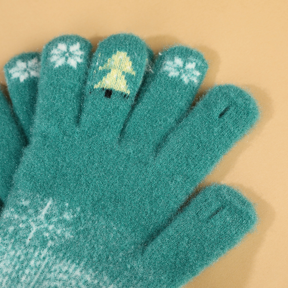 Cross-border snowflake Christmas gloves are warm and cute for women in autumn and winter. The five-finger touch screen keeps your hands warm while cycling in winter pic 7