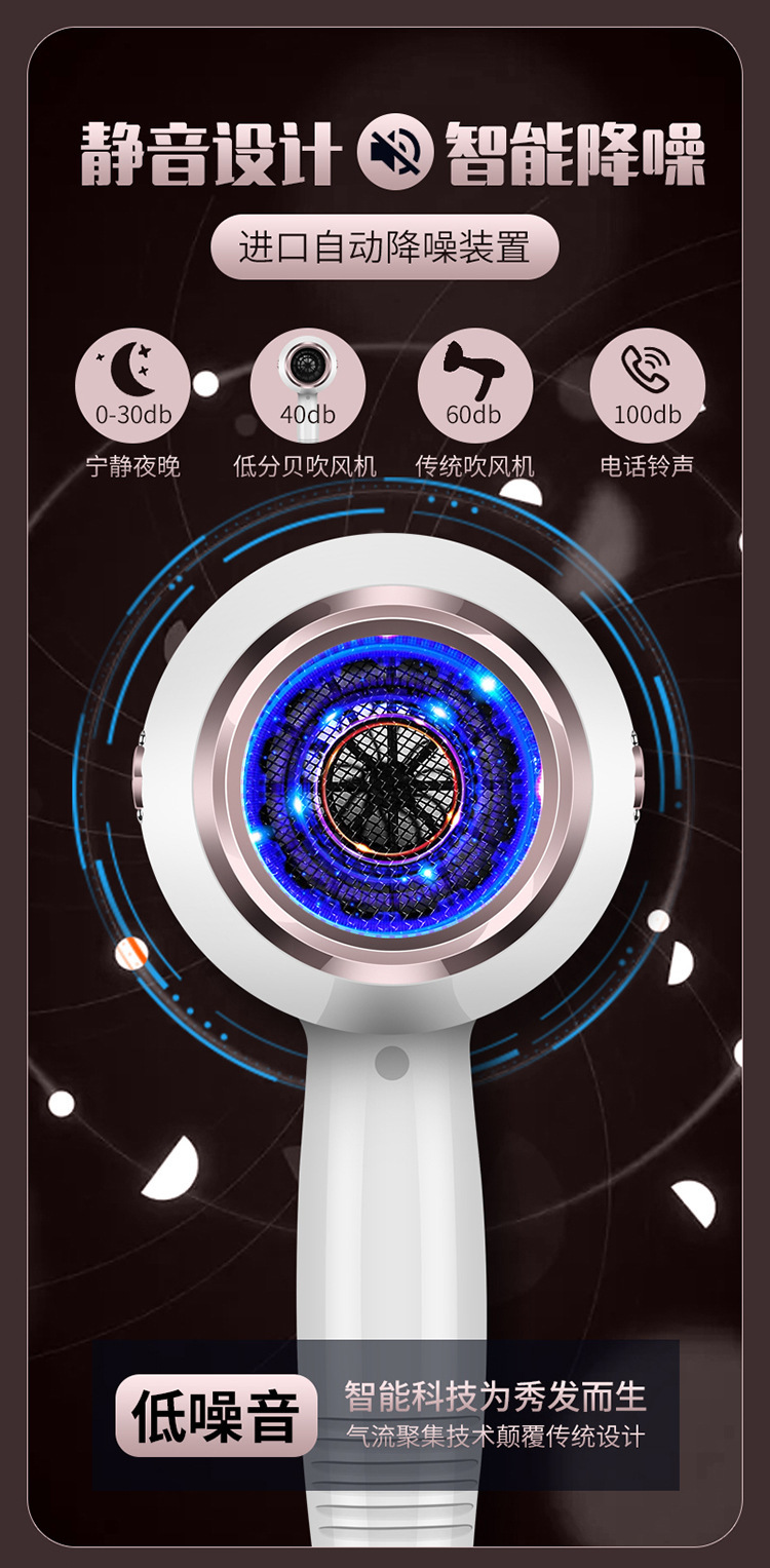 German hairstylist hair dryer, hair salon, high-power household strong air cooling, hot air, blue light negative ion hair care roll pic 15