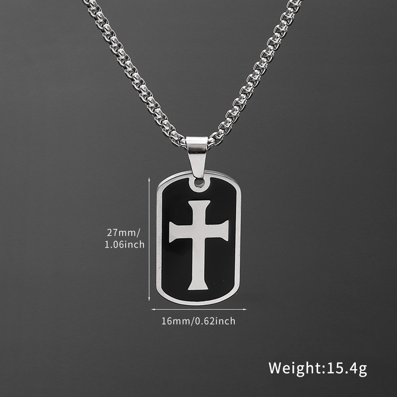 European and American paladin cross shield necklace, retro and unique epoxy resin European and American punk pendant pic 1