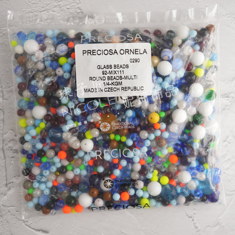 新款捷克玻璃珠preciosa多尺寸款式玻璃混珠多色系列250克装详情13