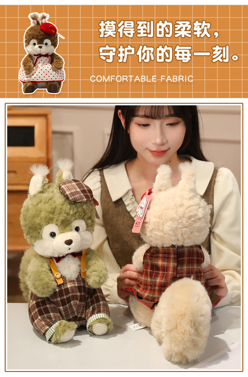 Cute plush toy squirrel throw pillow, soft cartoon doll, home decoration gift pic 4