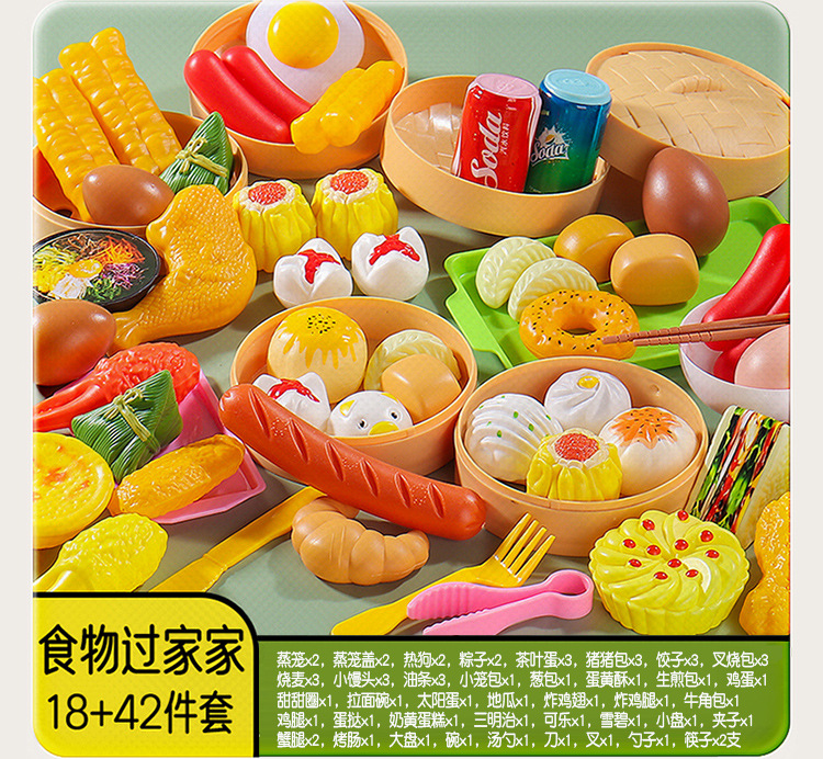 儿童过家家早点厨房玩具仿真点心蒸笼包组合宝宝早餐披萨汉堡套装详情35