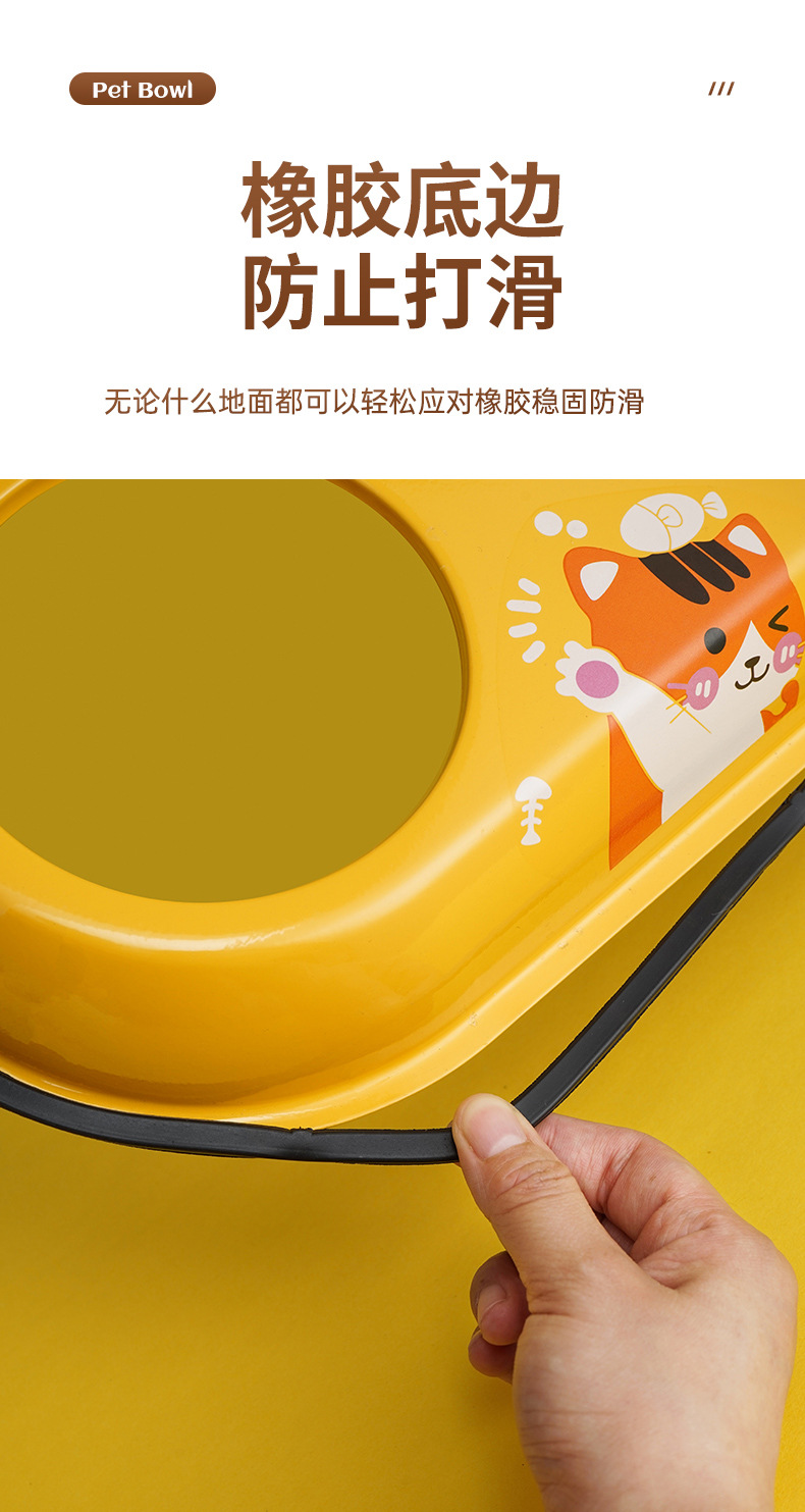 不锈钢宠物双碗 防打翻狗猫碗 批发狗盆 喂食器饮水盆 猫咪狗狗专用食具 猫食盆狗食盆详情8