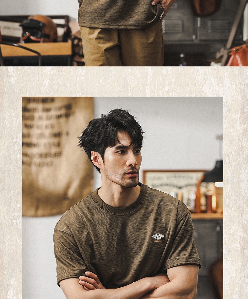 300g重磅弹力竹节棉短袖t恤男夏季潮牌刺绣复古上衣宽松圆领T恤潮详情9