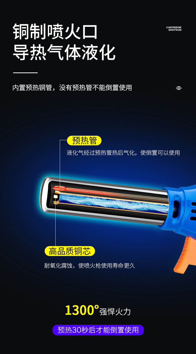 气罐喷枪点火器喷火烧毛户外家用木炭烤枪焊枪喷丁烷气卡式喷火 枪详情7