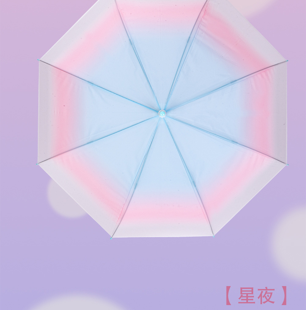 【日韩】星宝RST渐变透明伞PVC磨砂塑料雨伞成人可用长柄伞清新详情11