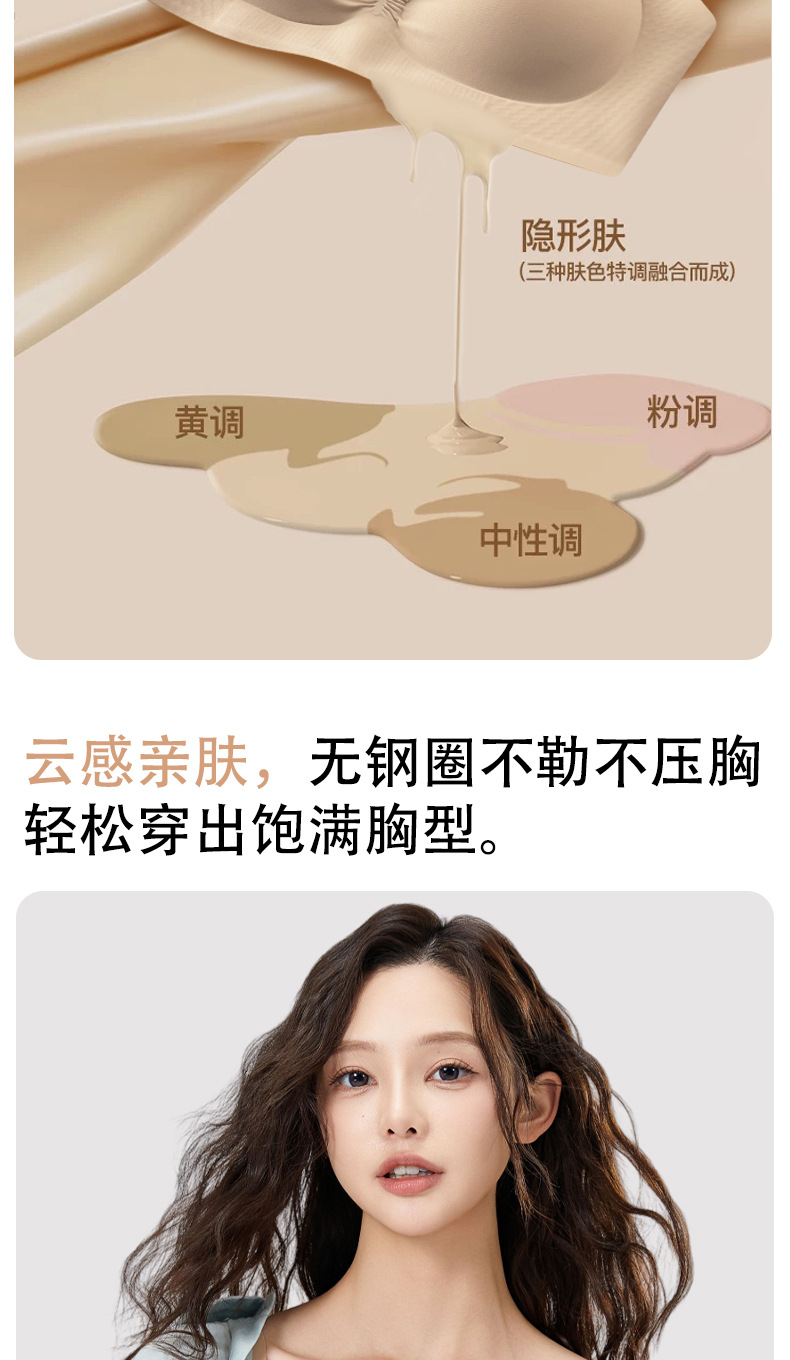 亿兴耀隐形无痕粉底液内衣女白T不透细肩带收副乳文胸透气夏薄款详情6