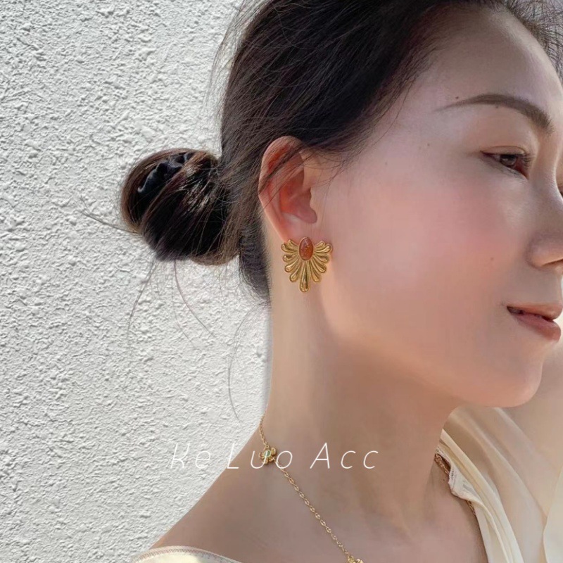 原创天然宝石耳环欧美精致复古耳饰轻奢高级感小众翅膀水滴耳环女详情26