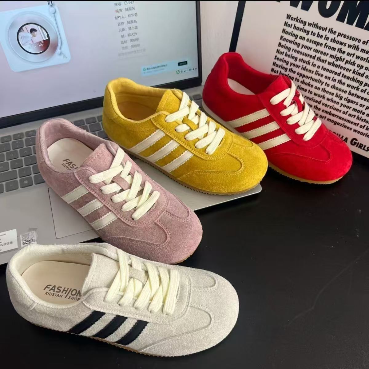 2025新款轻便小白鞋夏季百搭三杠阿甘德训休闲运动女板鞋详情6