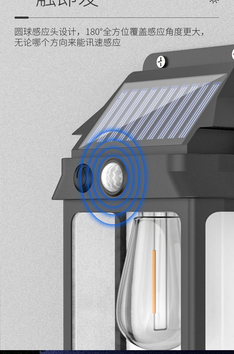 太阳能感应灯户外壁灯阳台灯入户门led氛围庭院花园防水围墙壁灯详情5
