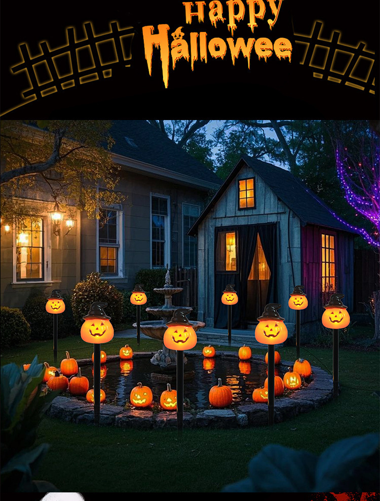 万圣节南瓜太阳能地插灯南瓜装饰庭院花园户外装饰万圣节地插灯详情5