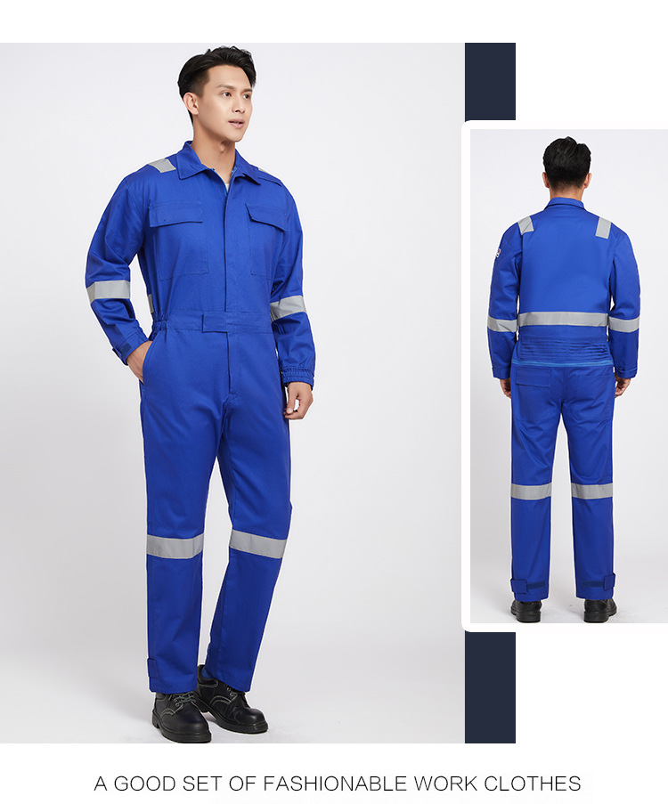 Wholesale pure cotton one-piece work clothes, reflective crew work clothes, labor protection clothes, long-sleeved spring and autumn all-cotton anti-static one-piece clothes pic 17