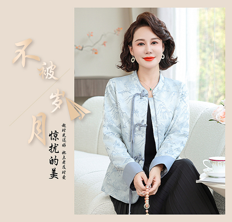 妈妈外套2025春装新款新中式小香风上衣国风阔太太开衫中老年女装详情10