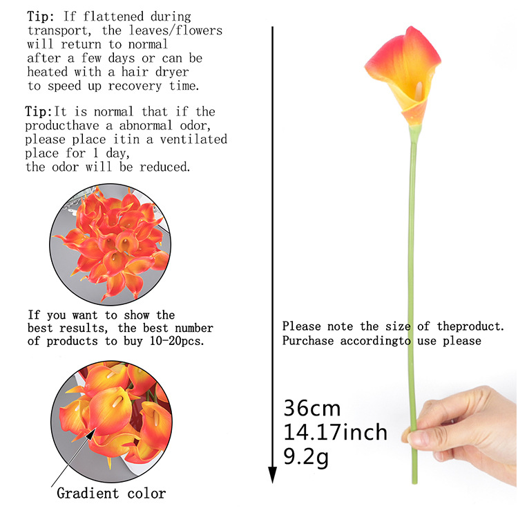 跨境爆款PU马蹄莲迷你马蹄莲高仿真逼真马蹄莲手感马蹄莲仿真花详情4