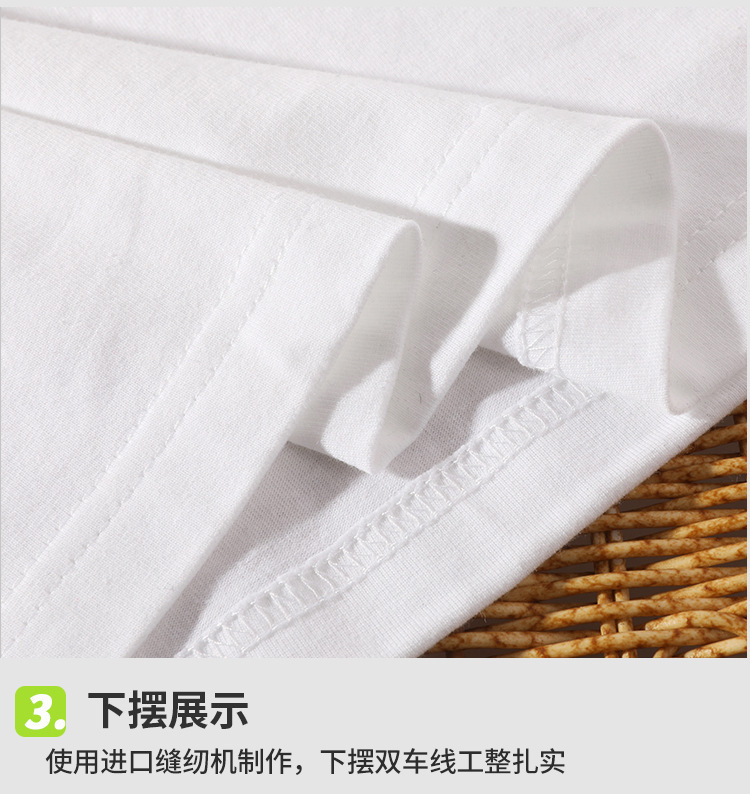 Wholesale of loose-fitting pure cotton T-shirts. Short-sleeved summer 230G off-the-shoulder round-neck T-shirts for both men and women are available for export pic 18