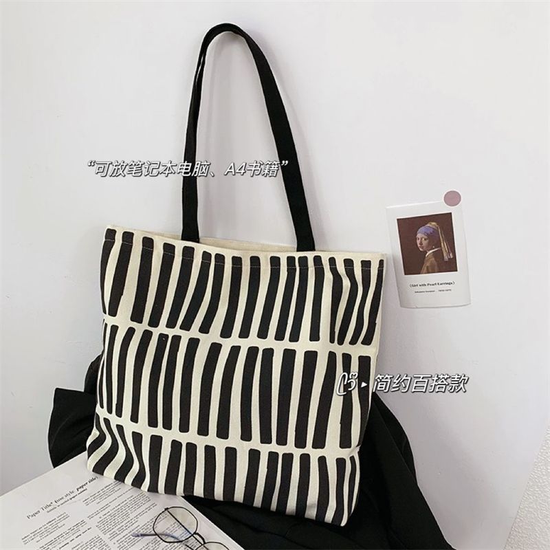 New minimalist design canvas bag for women, single-shoulder, college students, zipper handbag for class, canvas shopping bag in 2025 pic 2