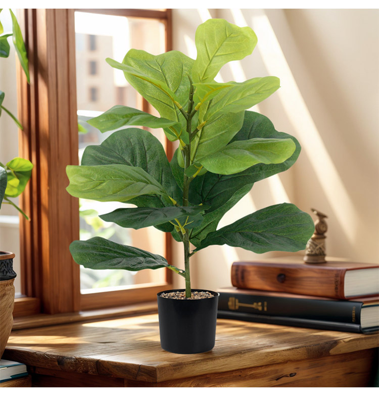 Simulated green plants, magnolia branches, black diamond rubber trees, Ficus lyrata, green decoration, garden landscaping, living room table ornaments pic 6