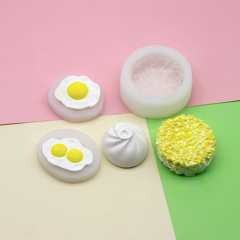 diy simulation double-yolk egg instant noodle buns, fondant cake molds, chocolate molds, scented plaster molds, candle molds pic 2