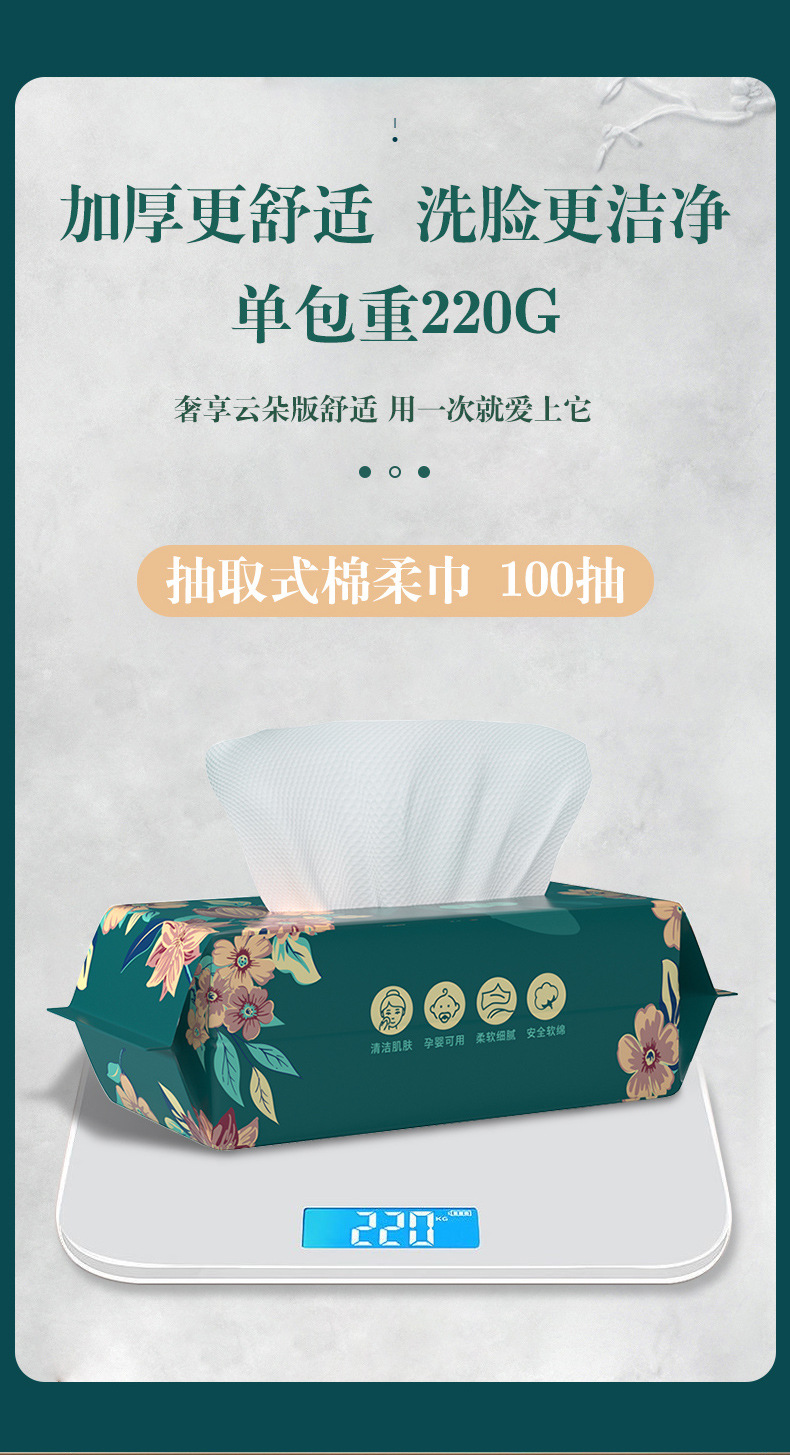 下游爆款珍珠纹洗脸巾一次性50抽100抽擦脸洁面巾抽取式棉柔巾详情2