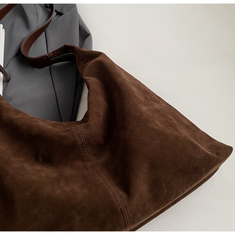 Retro matte tote bag, autumn and winter bag, commuter underarm bag, large-capacity single-shoulder tote bag, simple single-shoulder bag for women pic 25