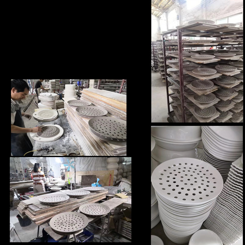 陶瓷多孔蒸盘蒸海鲜创意商用饺子盘盘圆形蒸碟蒸鱼蒸包子沥水盘子详情3