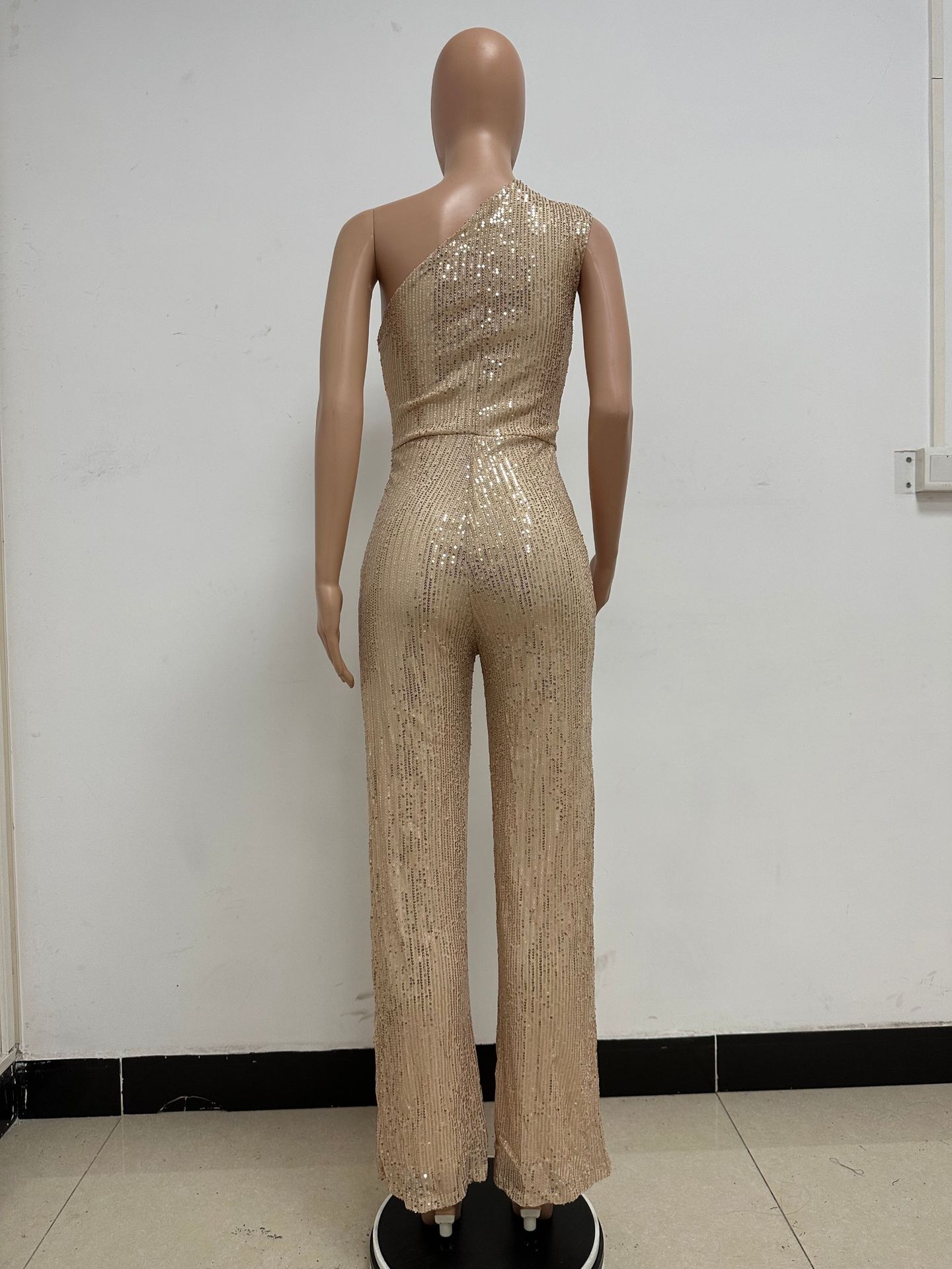 新中式无袖连体衣独立站夏季单肩亮片连体裤女批发详情72