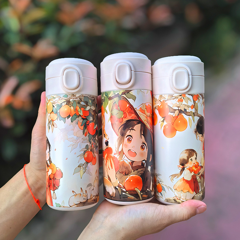 水杯女可爱304豌豆保温杯女高颜值便携水杯海洋风杯子赠送批发详情6