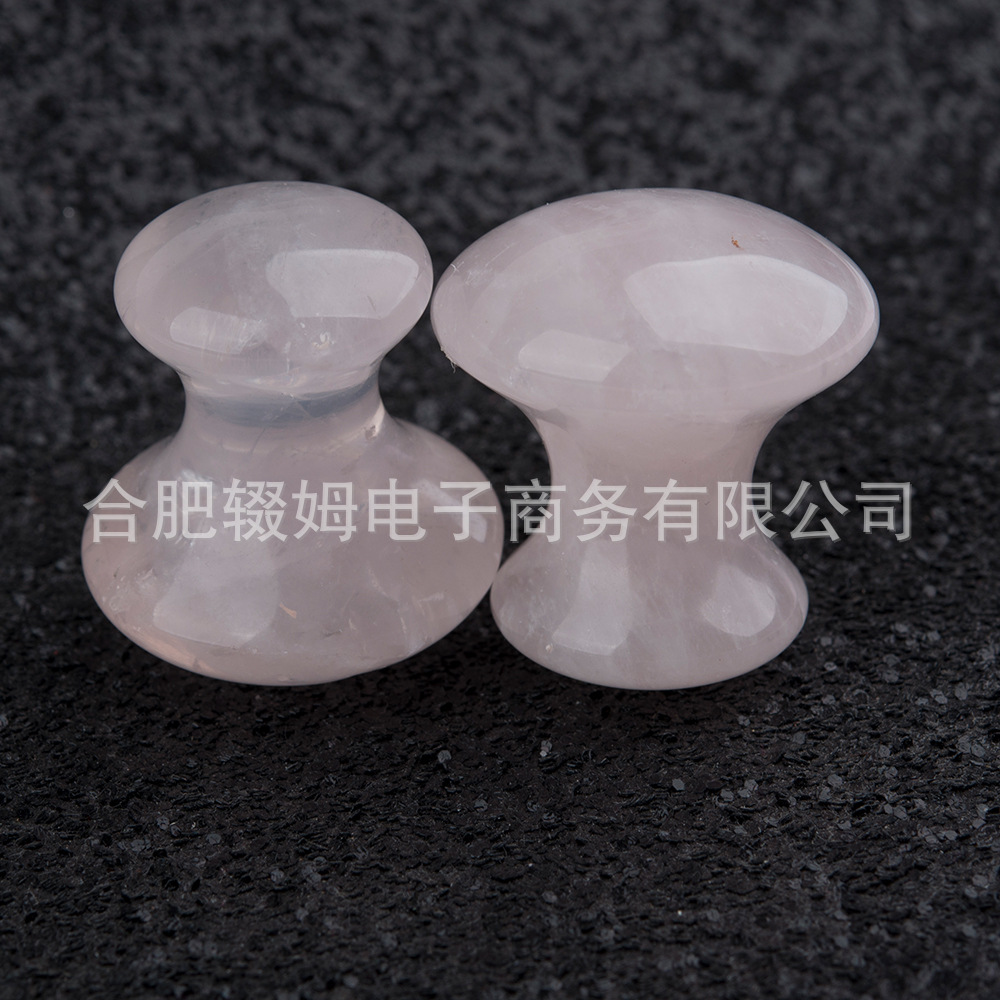 天然粉晶东陵绿玉石蘑菇头面部脸部颈部美容冷热敷按摩石刮痧板详情2